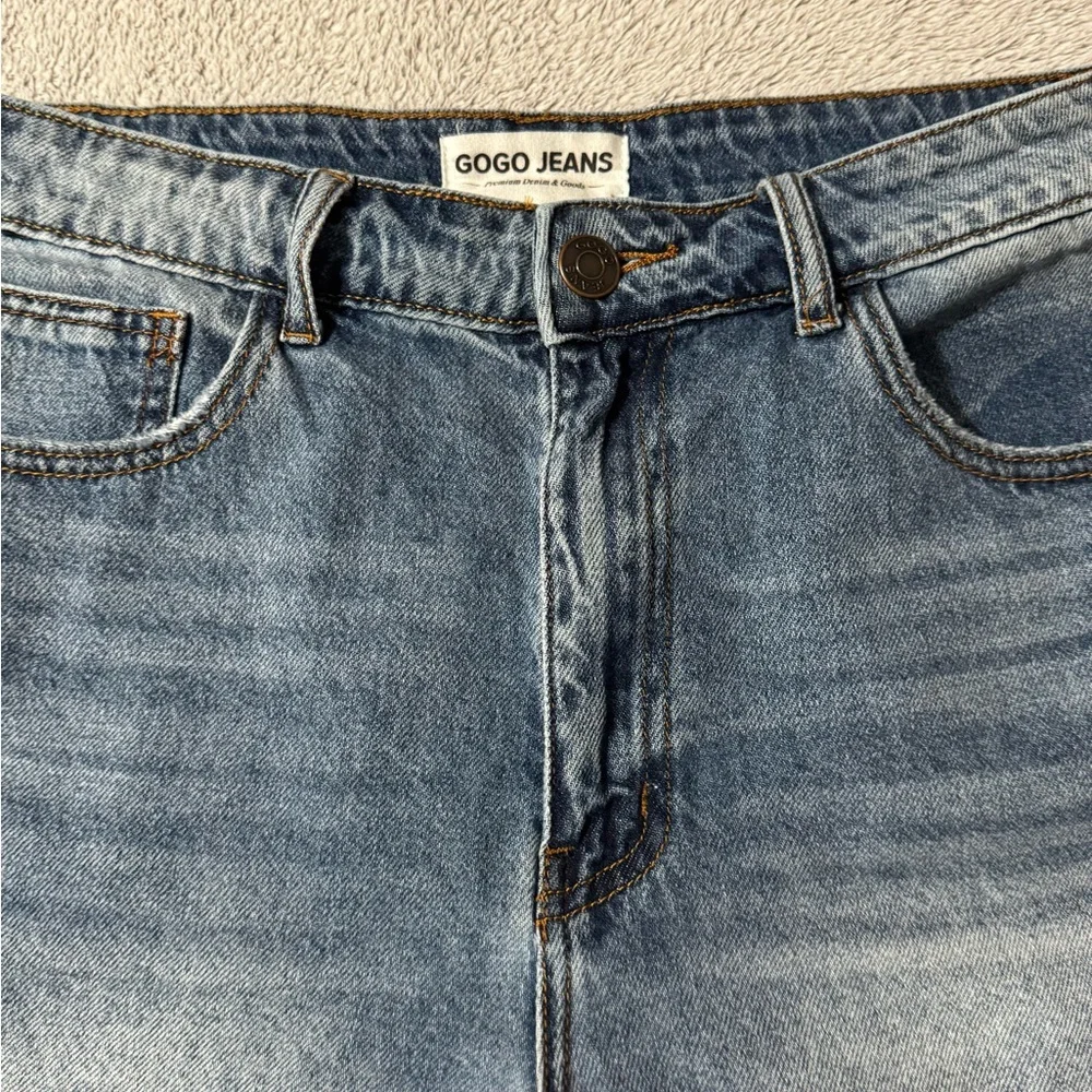 GOGO High Waist Blue Denim Shorts - Picture 2 of 9